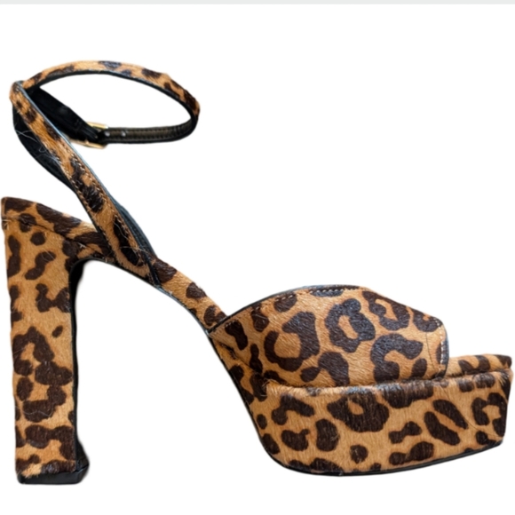 Steve Madden Assured Leopard Print Real Fur Platform Heels 6.5 - Picture 6 of 12
